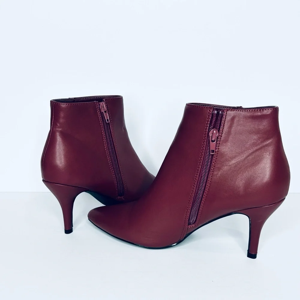 Perphy Women's Pointed Toe Side Zipper Stiletto Heel Ankle Booties